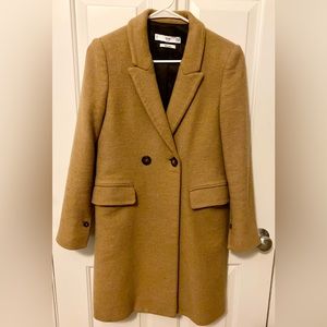 Mango wool blended pea coat/ wool coat caramel/ tan